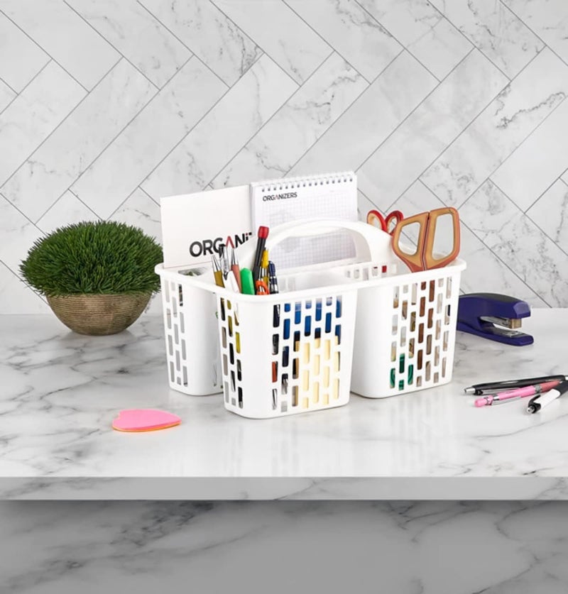 ORGANiZERS Organizer With Handle-Plastic Shower Caddy Basket With Compartments, Portable Divided Cleaning Supply Storage Organizer, Refrigerator Organizer - Image 3